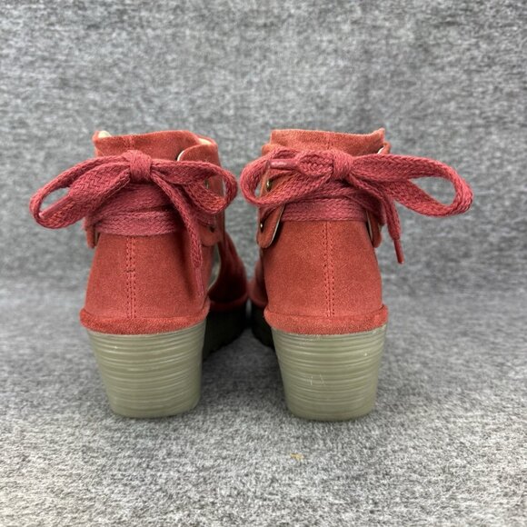 ✅Fly London Wedge Sandal Womens 6.5 Yama Peep Toe Ankle Tie Around Summer Shoes - Picture 9 of 11